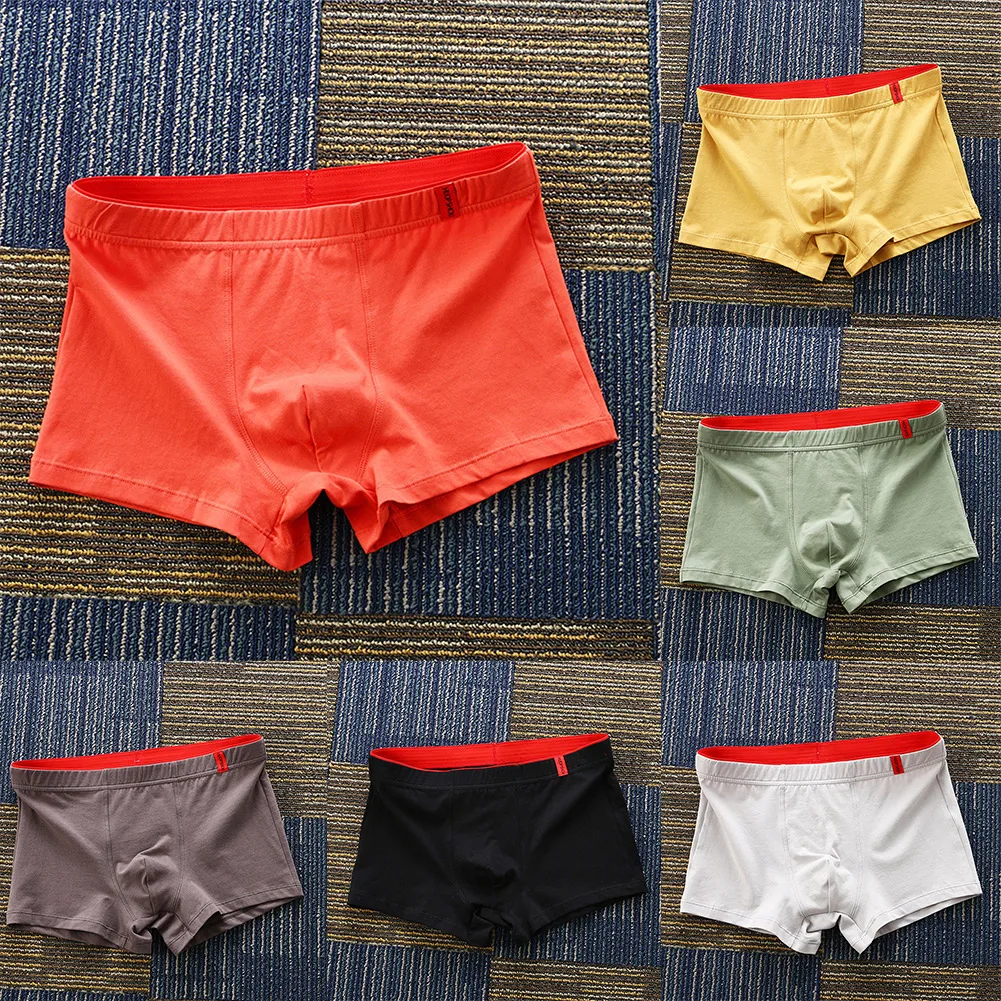 Men's Boxers Breathable and Elastic Comfortable Cotton Underwear Suitable for All Seasons Solid Pattern Design - Image 3