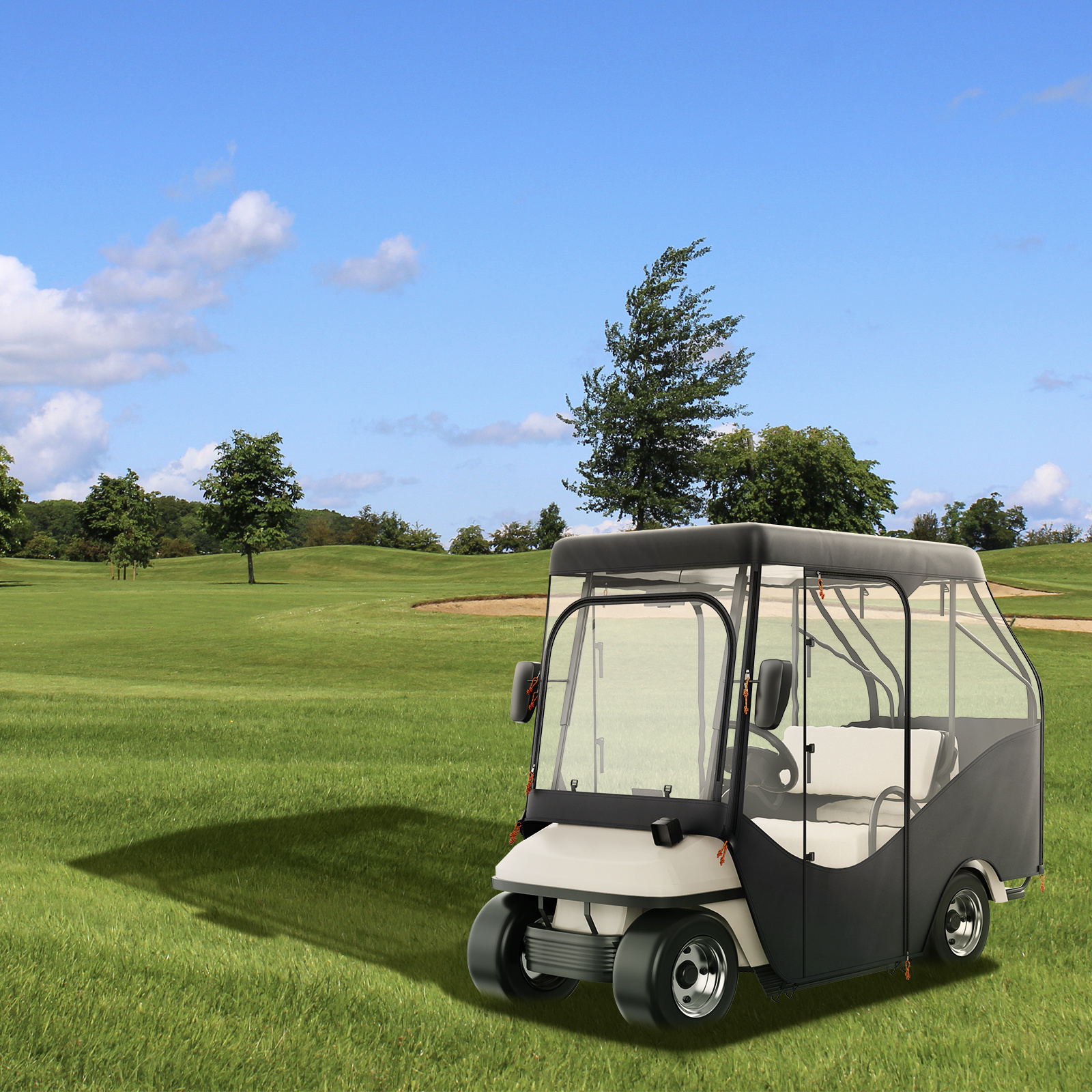 VEVOR Golf Cart Enclosure, 420D Polyester Driving Enclosure with 4-Sided Transparent Windows, 4 Passenger Club Car Covers Universal Fits for Most Brand Carts, Sunproof and Dustproof Outdoor Cart Cover - Image 3