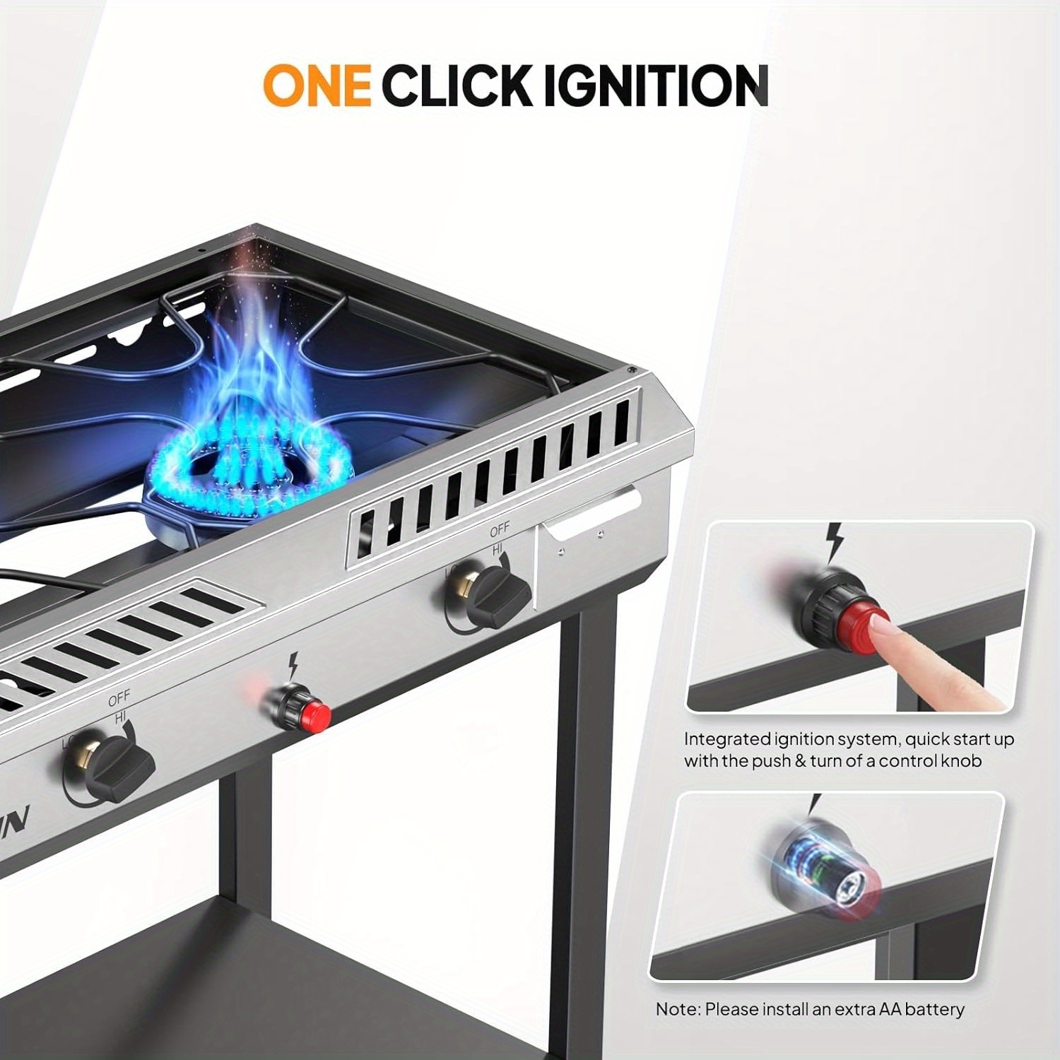2 Burner Outdoor Propane Gas Stove with Auto-ignition, Regulator & Shelf, 150, 000 BTU Powerful Stand Cooker for Backyard Patio Cooking Home Brewing Canning Turkey Frying - Image 7