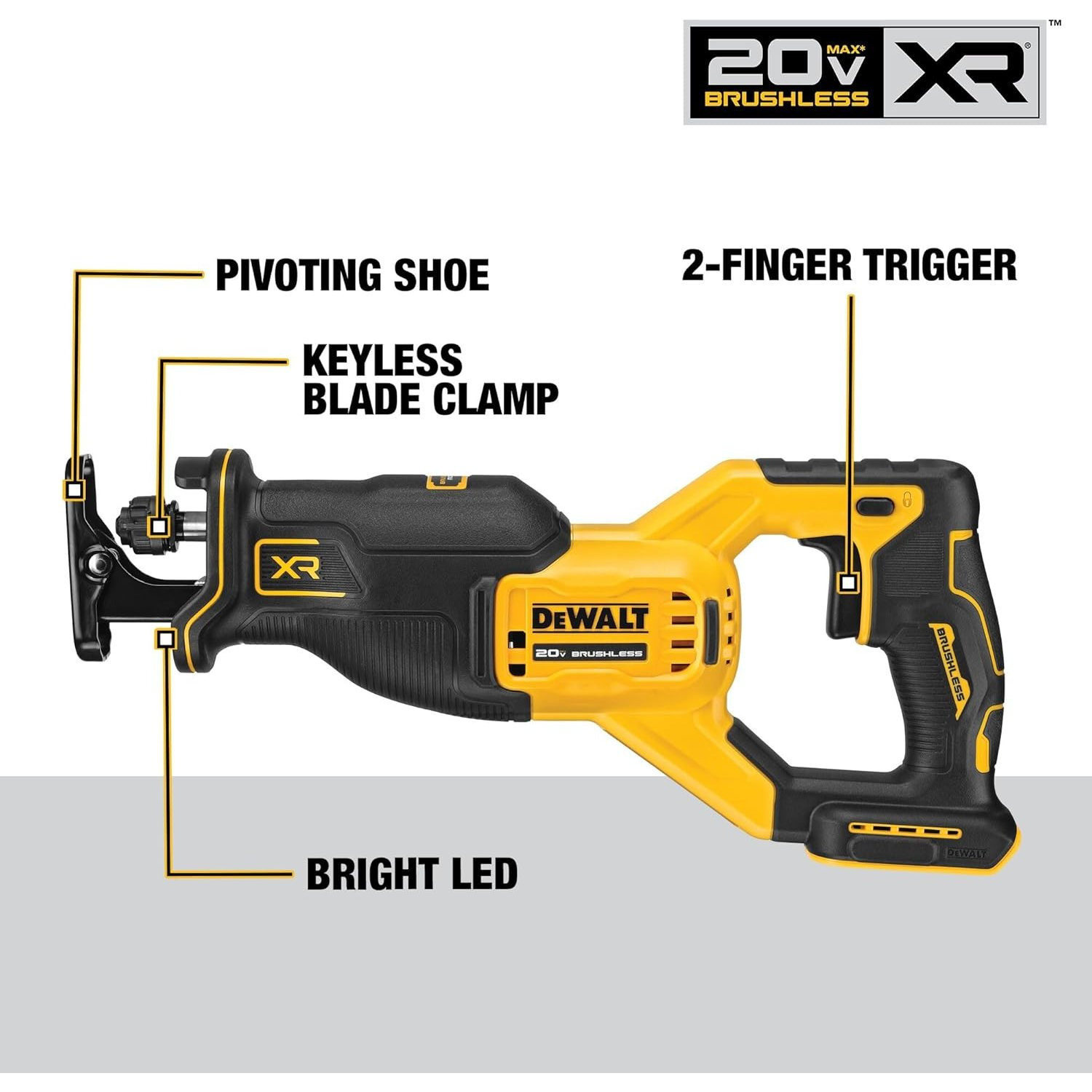 DEWALT 20V MAX* Reciprocating Saw, Cordless, 2-Finger Variable Trigger, Keyless (DCS382B) - Image 2