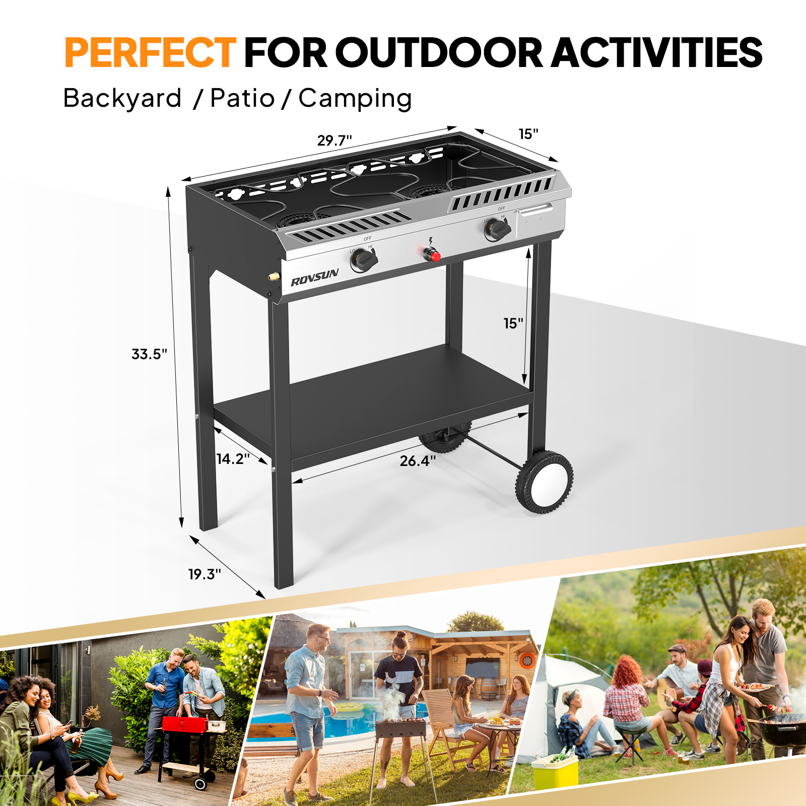 2 Burner Outdoor Propane Gas Stove with Auto-ignition, Regulator & Shelf, 150, 000 BTU Powerful Stand Cooker for Backyard Patio Cooking Home Brewing Canning Turkey Frying - Image 11