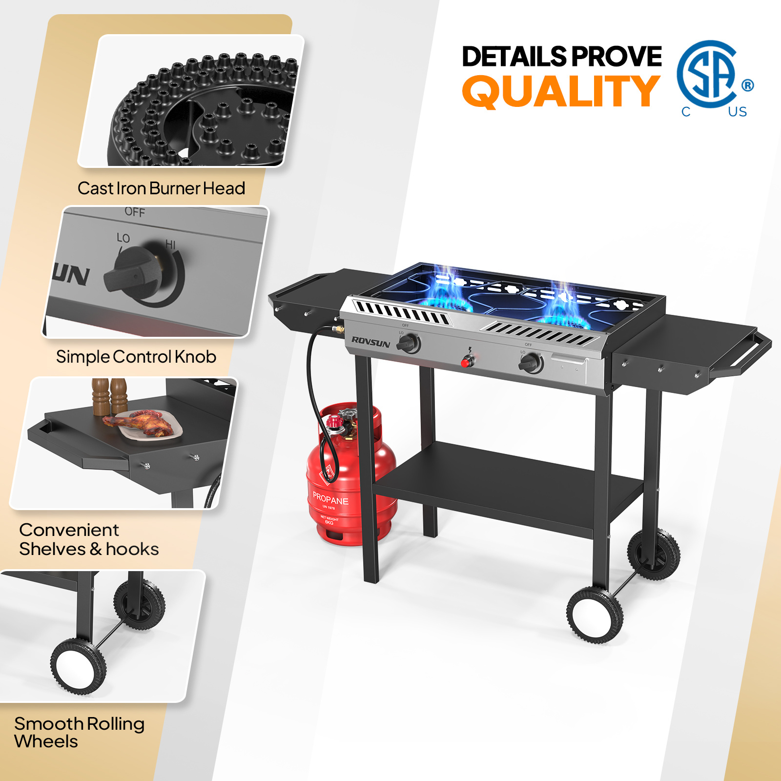 2 Burner Outdoor Propane Gas Stove with Auto-ignition, Regulator & Shelf, 150, 000 BTU Powerful Stand Cooker for Backyard Patio Cooking Home Brewing Canning Turkey Frying - Image 13