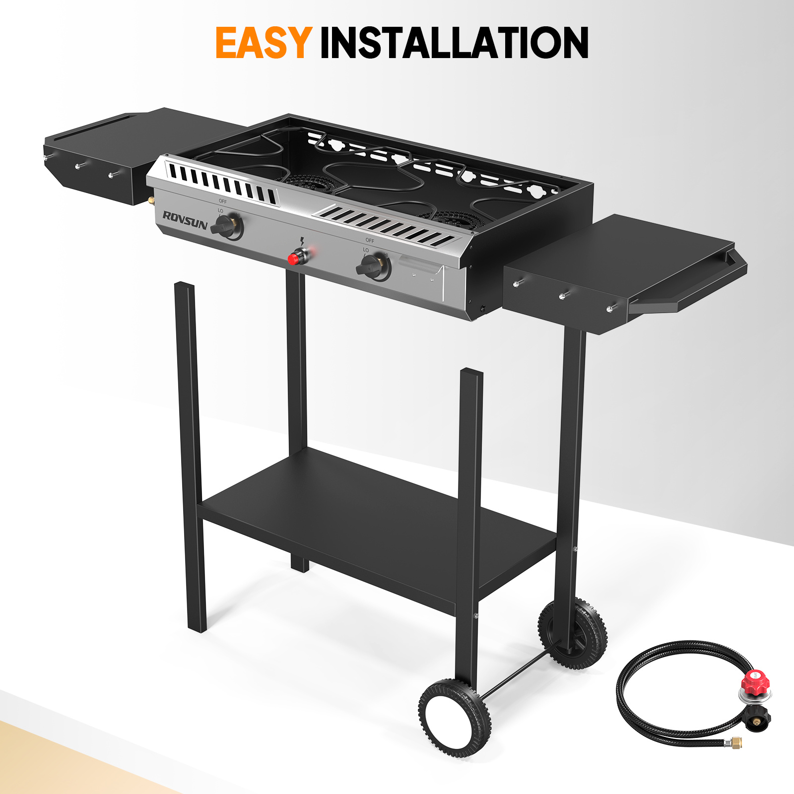 2 Burner Outdoor Propane Gas Stove with Auto-ignition, Regulator & Shelf, 150, 000 BTU Powerful Stand Cooker for Backyard Patio Cooking Home Brewing Canning Turkey Frying - Image 14