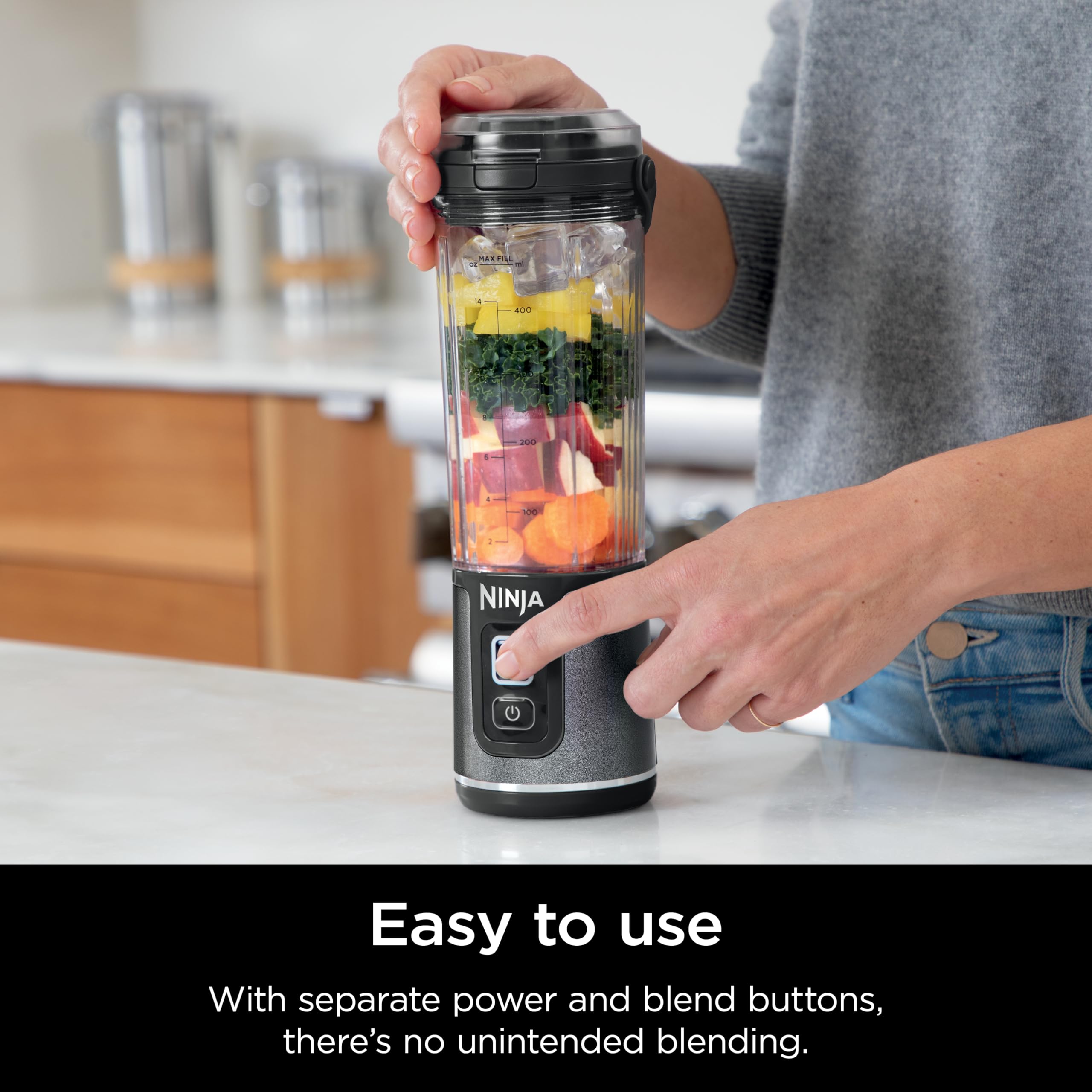 Ninja Blast Portable Blender, Cordless, 18oz. Vessel, Personal Blender for Shakes & Smoothies, BPA Free, Leakproof Lid & Sip Spout, USB-C Rechargeable, NAVY/SILVER, BC1555NV (Renewed) - Image 5