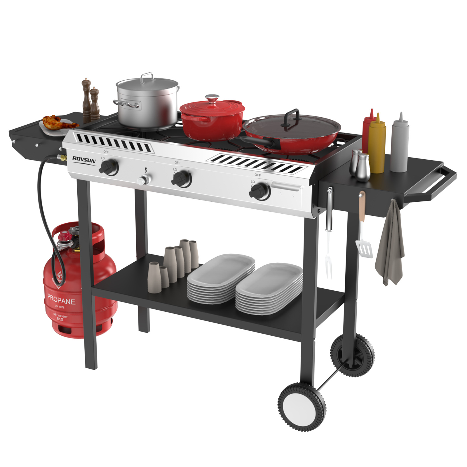 2 Burner Outdoor Propane Gas Stove with Auto-ignition, Regulator & Shelf, 150, 000 BTU Powerful Stand Cooker for Backyard Patio Cooking Home Brewing Canning Turkey Frying - Image 22