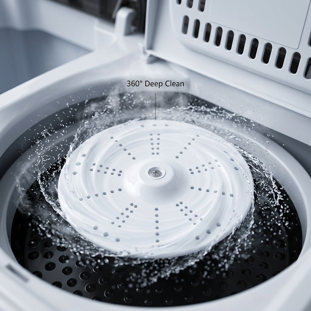Portable Washing Machine 14.3lbs Capacity 110V Semi Automatic Dual Tub with Drain Pump Grey Lid Ripple Design Top Load Chrome Square 0 26 2 64gal US Plug Laundry Appliance Modern Durable Plastic Body - Image 8