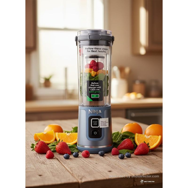 Ninja Blast Portable Blender, Cordless, 18oz. Vessel, Personal Blender for Shakes & Smoothies, BPA Free, Leakproof Lid & Sip Spout, USB-C Rechargeable, NAVY/SILVER, BC1555NV (Renewed) - Image 4