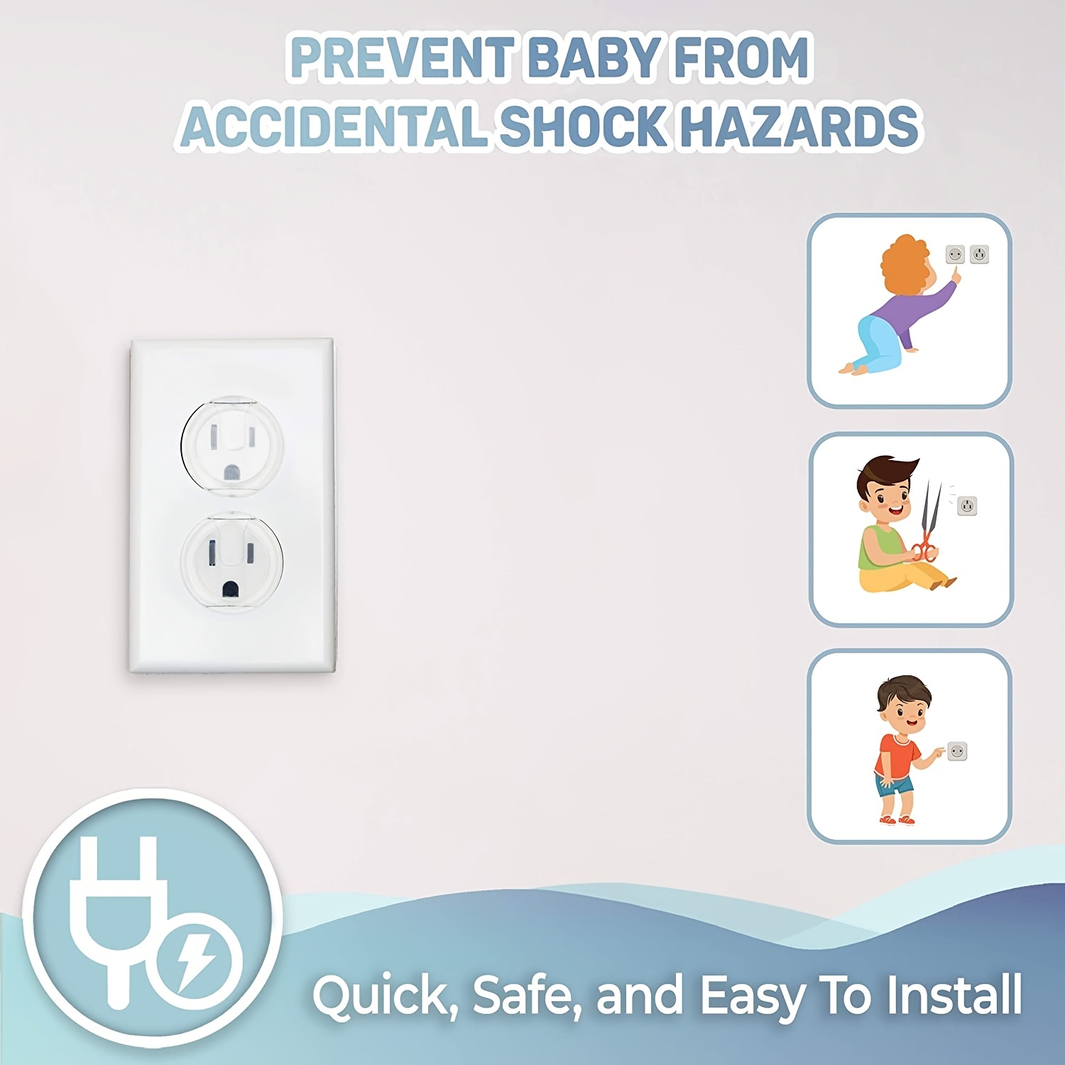 10/20/30/40/50pcs Outlet Covers Baby Proofing Safety Child Secure Electric Plug Protectors with Hidden Handle Square Socket Covers for Electrical Outlets Baby Safety Plug Covers for Kids Toddler Protection - Image 7
