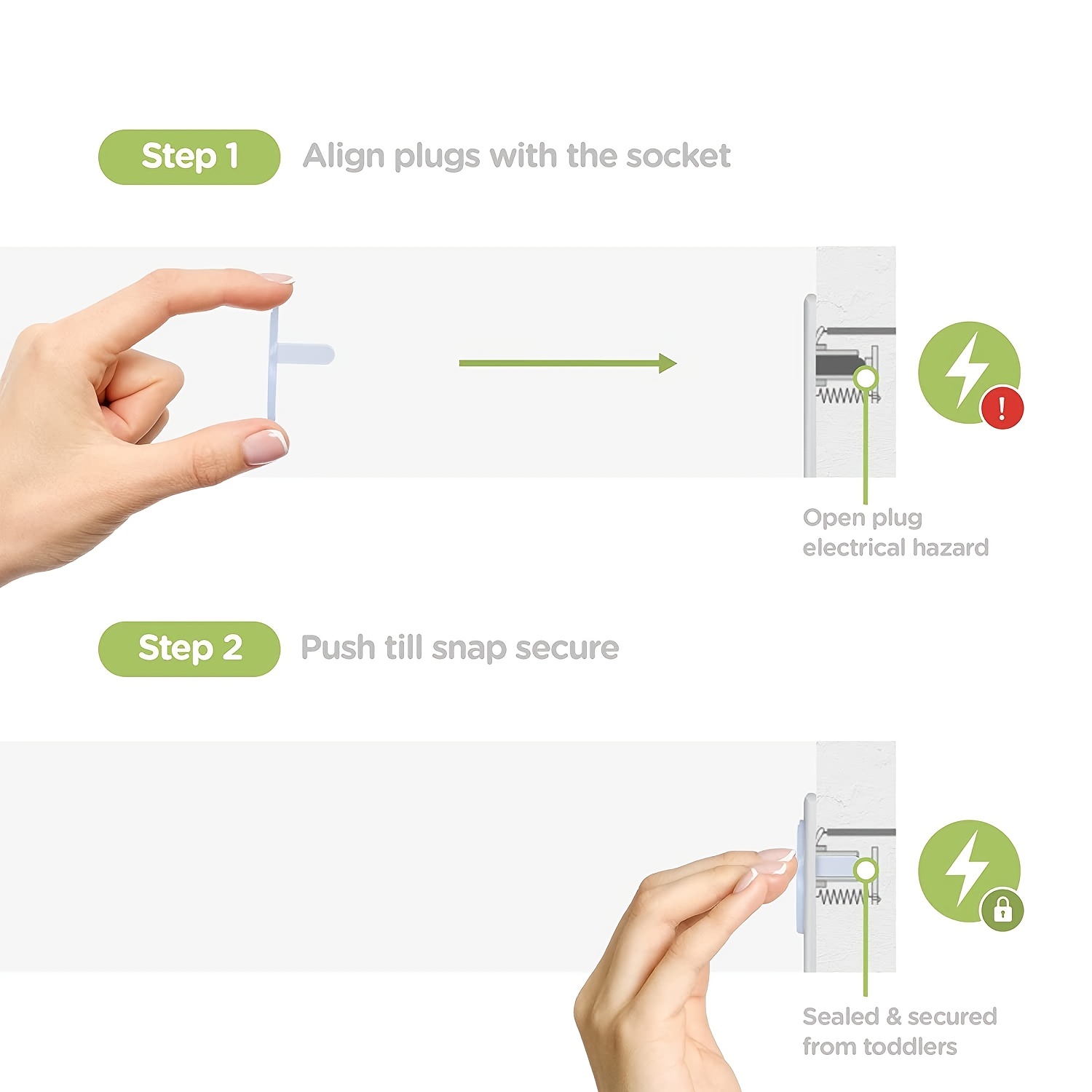 10/20/30/40/50pcs Outlet Covers Baby Proofing Safety Child Secure Electric Plug Protectors with Hidden Handle Square Socket Covers for Electrical Outlets Baby Safety Plug Covers for Kids Toddler Protection - Image 13