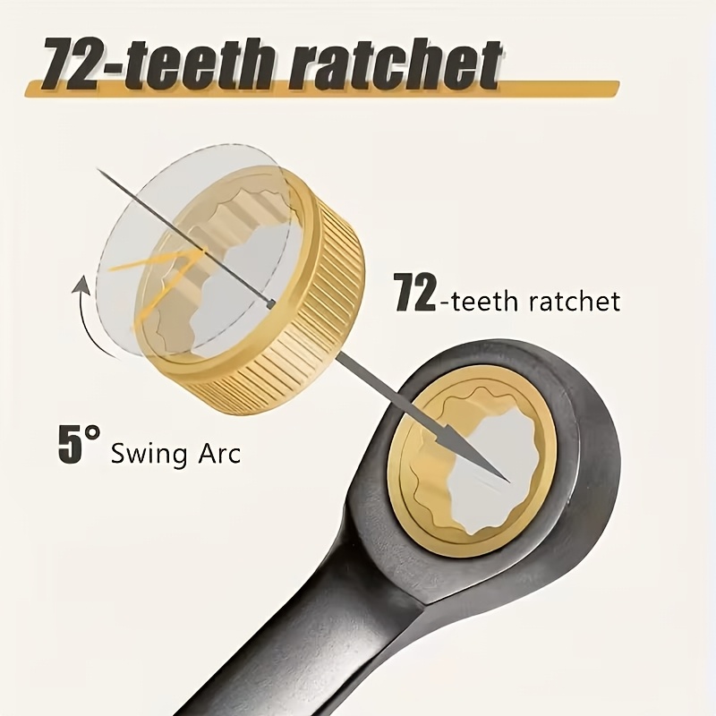 11pcs Wrench Set, Black Nickel Ratchet Wrench, 72-tooth Precision Gear Is More Practical-open and Closed End Design, Chrome Vanadium Steel Durable Material, Ergonomic Grip. Suitable for Car, Bicycle and Home Maintenance (including 1 Black Nickel - Image 7