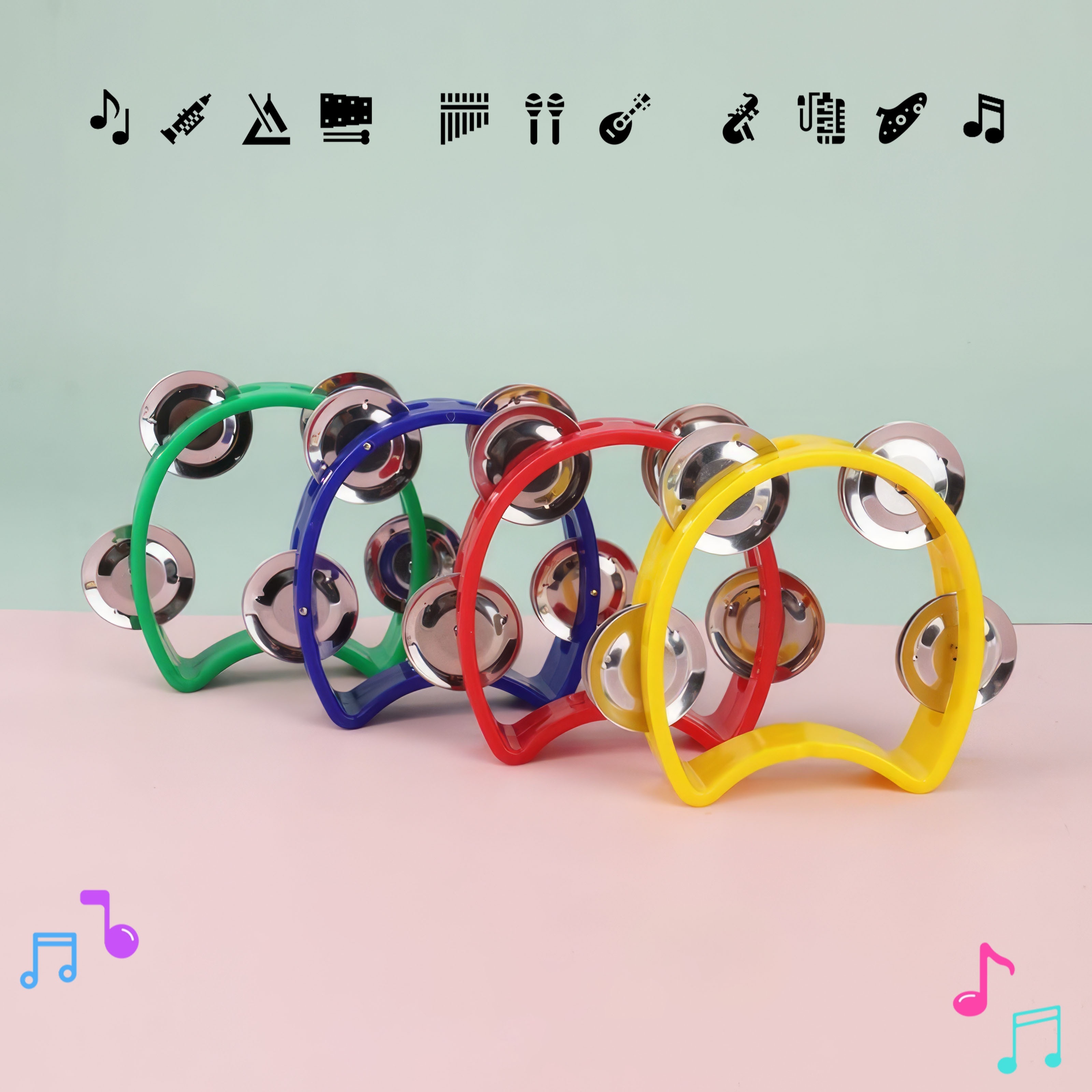 Grip Training Musical Educational Toy, 4-Bell Hand Rattle, Dance Performance Hand Rattle, Music Perception Teaching Aid, New Hand Drum, Metal Bell Percussion Instrument, Entertainment Instrument, Plastic Single-Layer Flower Drum Ring, 2026 Football - Image 14