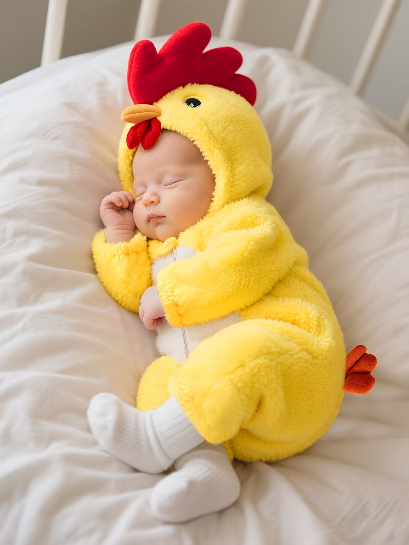 Tolo Rabbit Yellow Chick Jumpsuit - Soft Warm Winter Outfit with Chickens Feet & Beak, Easy On/Off Onesie, Machine Washable Photoshoots & Casual Attire, Perfect for, Outfit for Rabbit, Bunny, Bunny Outfits, Perfect for Outdoor