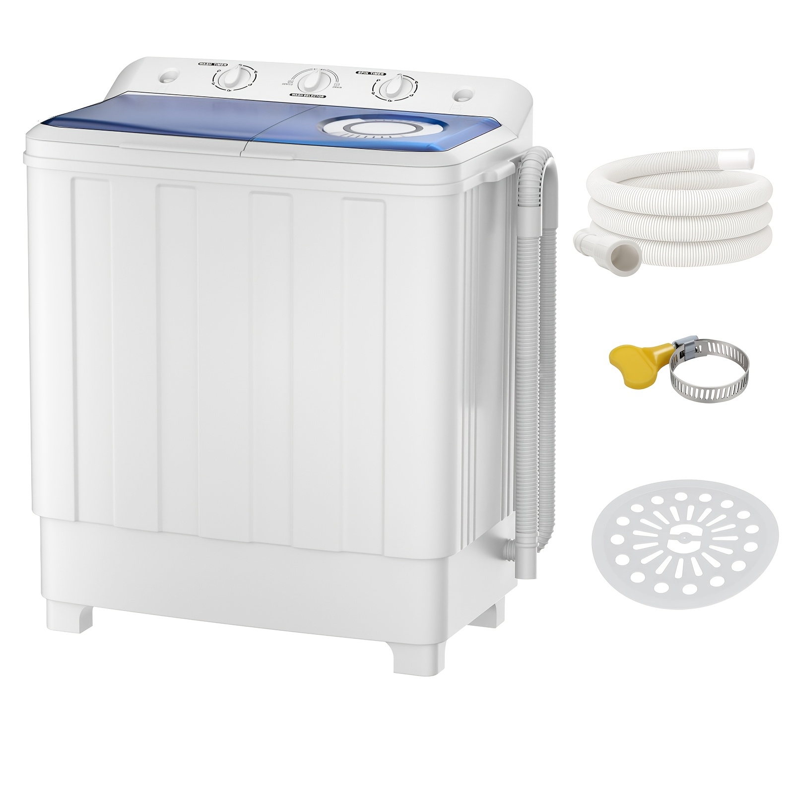 30Lbs Portable Washing Machine, Semi-automatic Compact Twin Tub Laundry Washer with Built-in Drain Pump, Time Control, 20Lbs Washer And 10Lbs Spin Dryer Combo for Apartments, Dorms, RVs - Image 6