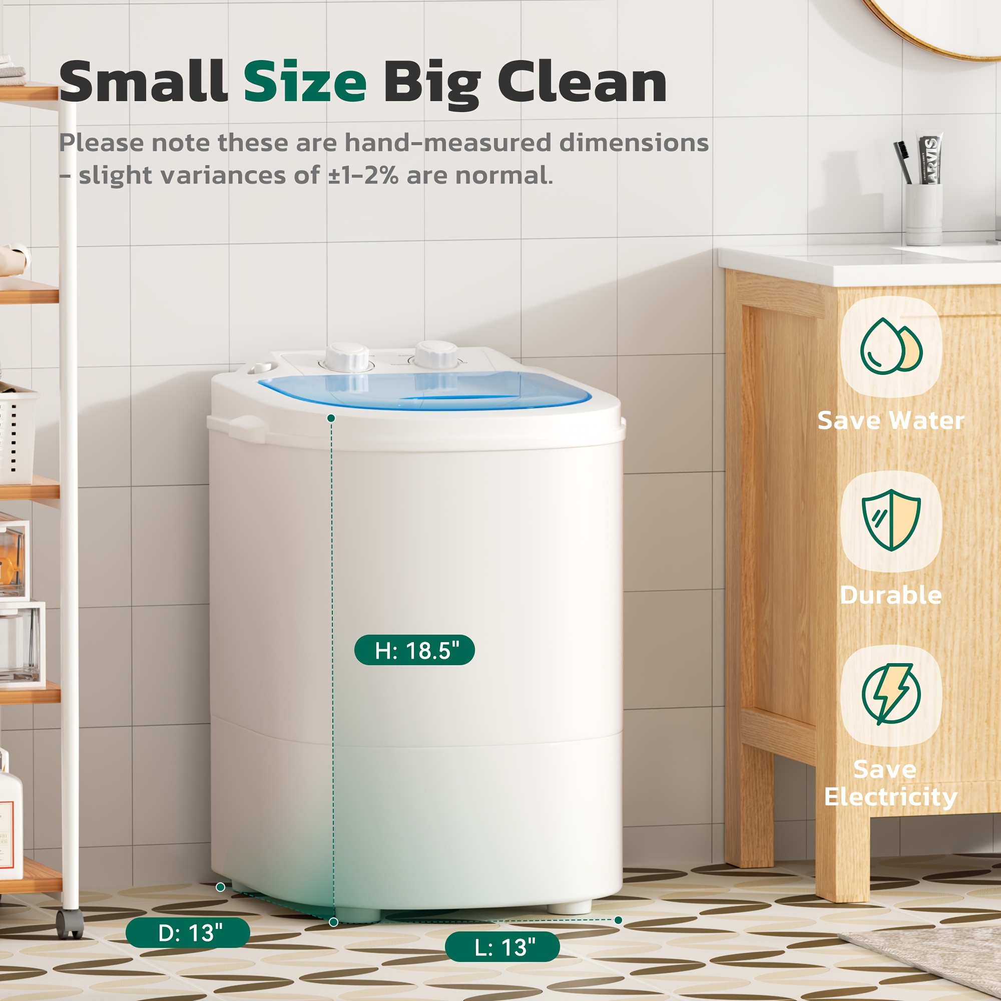 6.6 Lbs Mini Washer Machine And Spin Dryer Combination,, Compact Laundry Solution, Portable Washing Machine, Single Tub Laundry Small Washer for Apartments, Dorms, RV, Traveling - Image 5