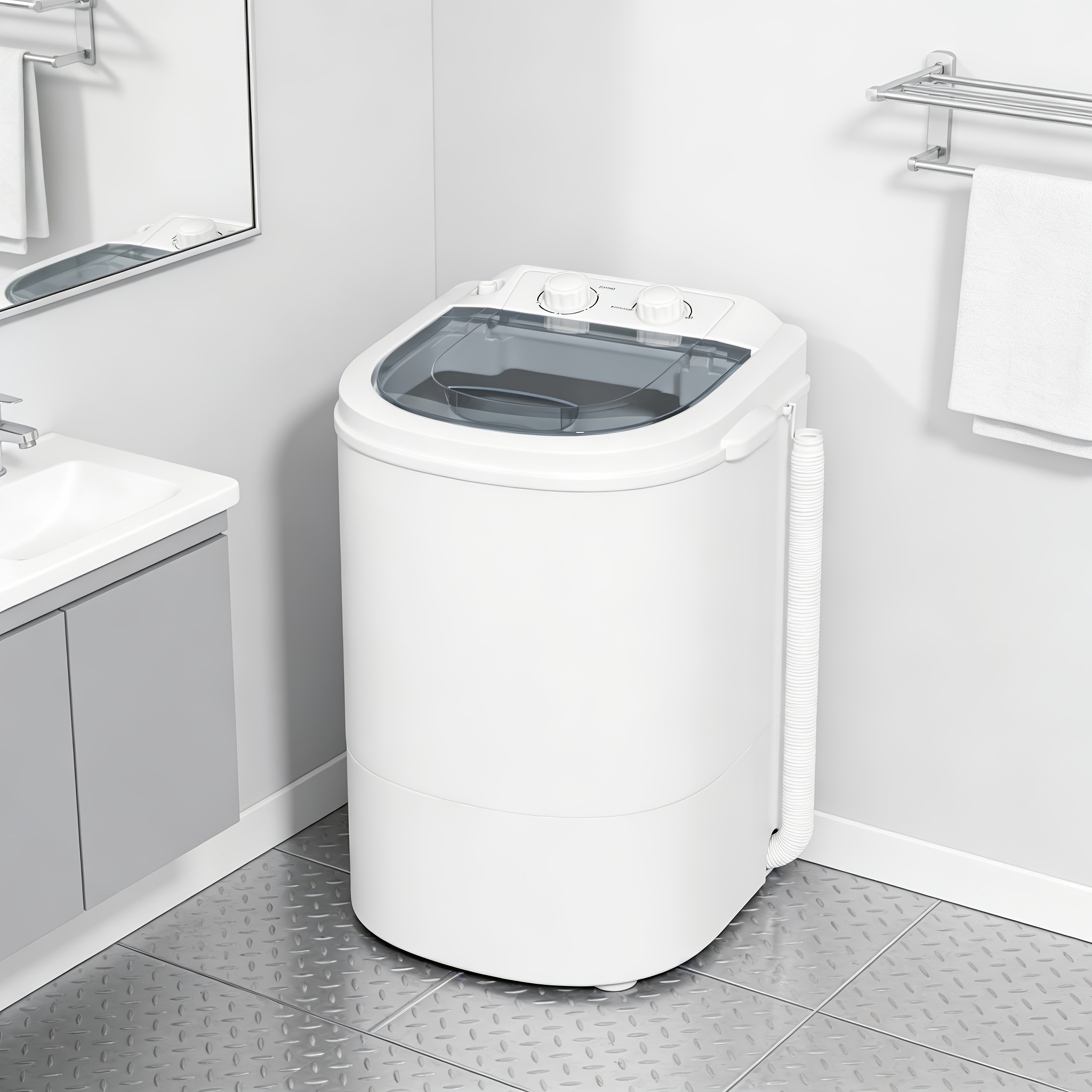 6.6 Lbs Mini Washer Machine And Spin Dryer Combination,, Compact Laundry Solution, Portable Washing Machine, Single Tub Laundry Small Washer for Apartments, Dorms, RV, Traveling - Image 7