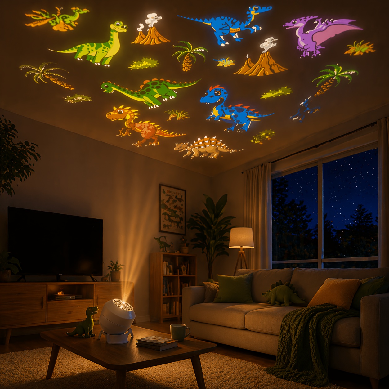Dinosaur Themed Dynamic Projection Lamp, Dinosaur Forest Elements, USB Plug In, 360° Rotation for Dreamy Light Effects, Soft Light, Applicable to Bedroom, Living Room, Birthday Parties, an Excellent Gift - Image 4