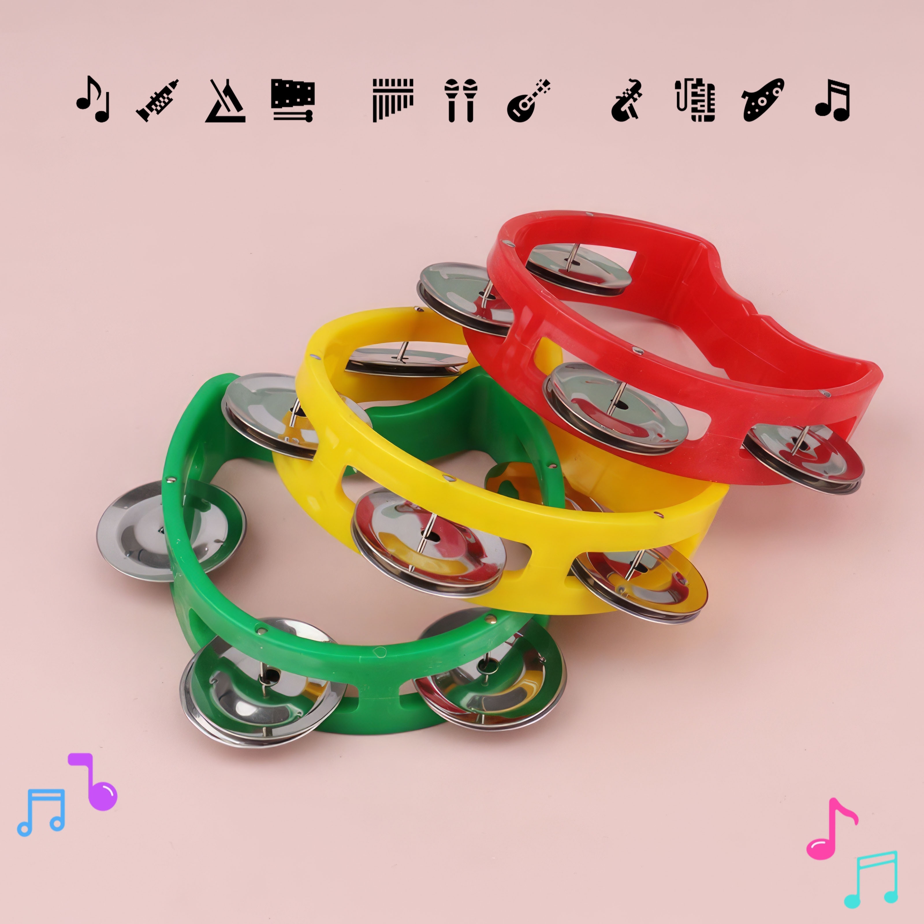 Grip Training Musical Educational Toy, 4-Bell Hand Rattle, Dance Performance Hand Rattle, Music Perception Teaching Aid, New Hand Drum, Metal Bell Percussion Instrument, Entertainment Instrument, Plastic Single-Layer Flower Drum Ring, 2026 Football - Image 15