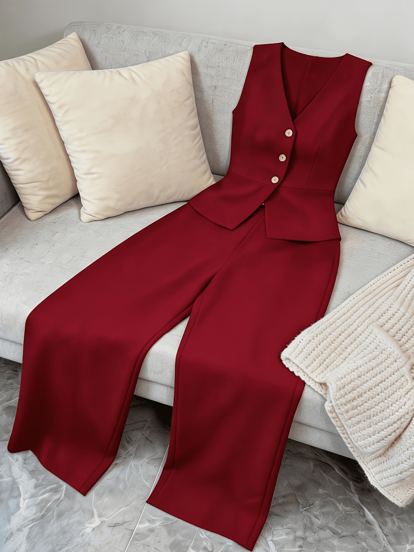 Elegant Sleeveless Top and Pants Set for Women, Business Commuter Style, Suitable for All Seasons and Office Wear. Teacher's Uniform - Image 7