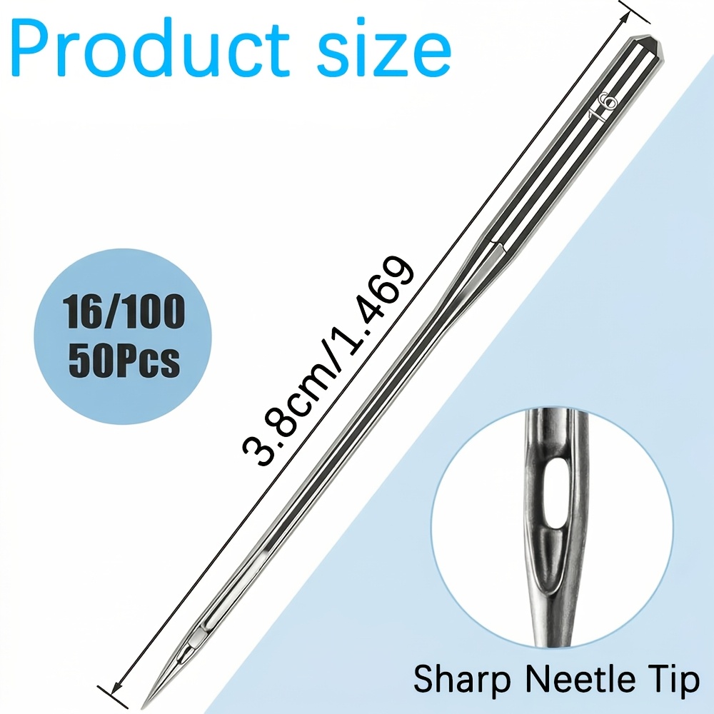 50pcs Size 100/16 Universal Leather And Jeans Sewing Machine Needles, Heavy Duty Machine Needles for Thickened Fabrics, Compatible with Home Sewing Machine - Image 5