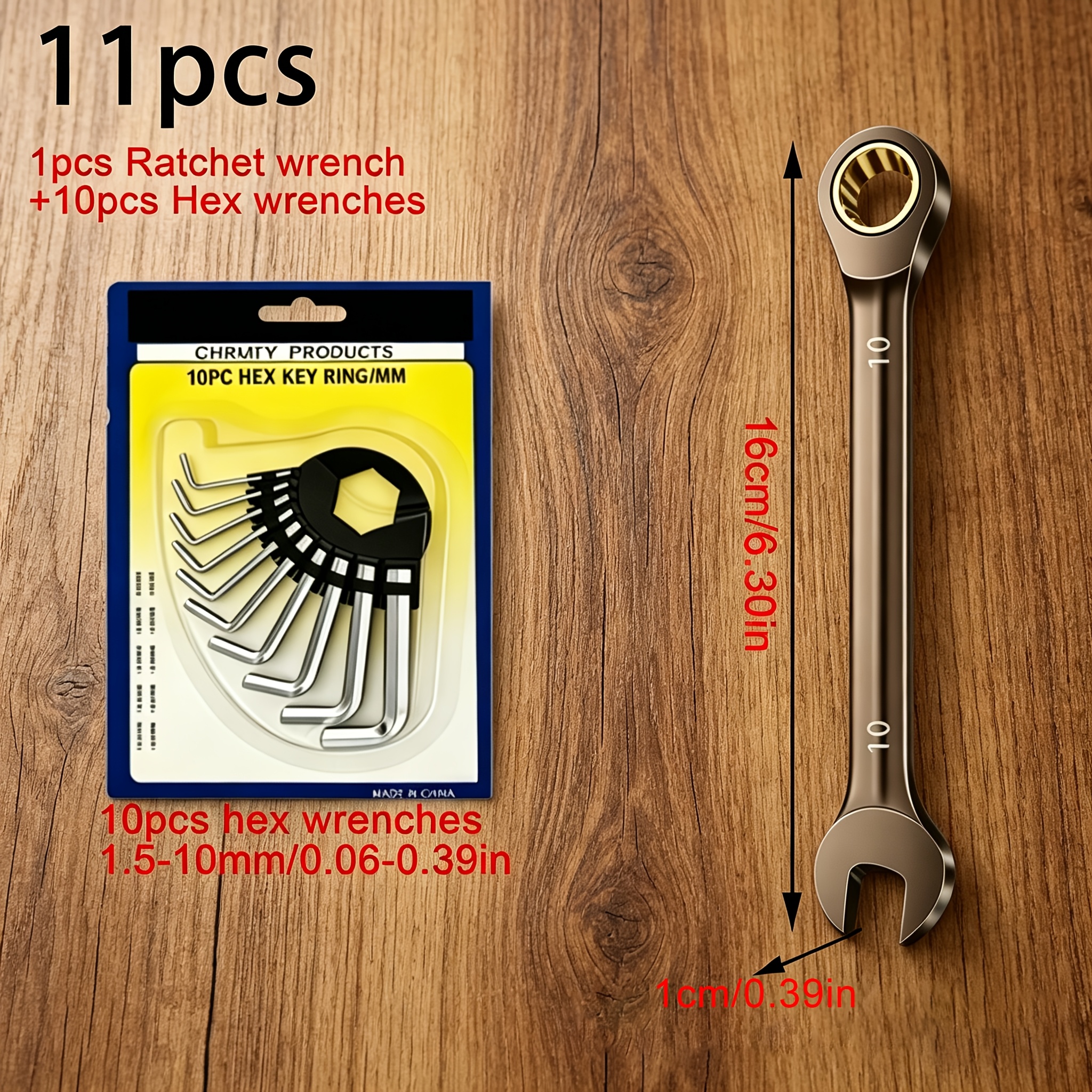 11pcs Wrench Set, Black Nickel Ratchet Wrench, 72-tooth Precision Gear Is More Practical-open and Closed End Design, Chrome Vanadium Steel Durable Material, Ergonomic Grip. Suitable for Car, Bicycle and Home Maintenance (including 1 Black Nickel - Image 3