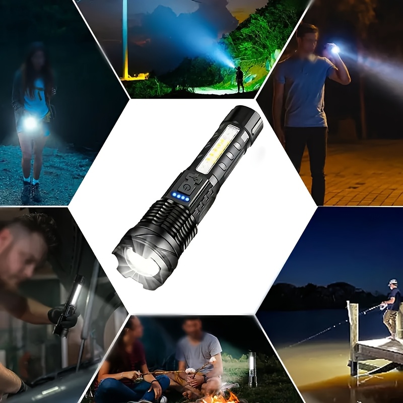 1pc Multi-Function Outdoor Flashlight, with Super Bright Telescopic Zoom Function, Rechargeable Camping Light, Suitable for Travel, Camping, Hiking, Fishing And Emergency Situations. IP44 - Image 8