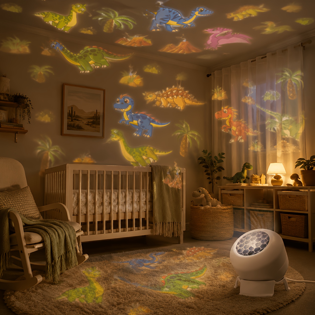 Dinosaur Themed Dynamic Projection Lamp, Dinosaur Forest Elements, USB Plug In, 360° Rotation for Dreamy Light Effects, Soft Light, Applicable to Bedroom, Living Room, Birthday Parties, an Excellent Gift - Image 2