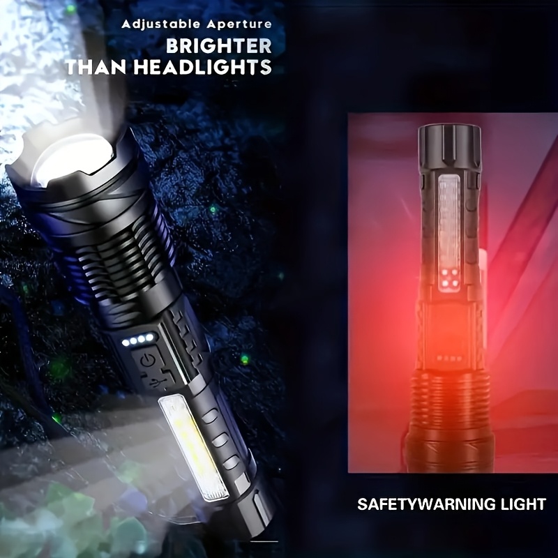 1pc Multi-Function Outdoor Flashlight, with Super Bright Telescopic Zoom Function, Rechargeable Camping Light, Suitable for Travel, Camping, Hiking, Fishing And Emergency Situations. IP44 - Image 5