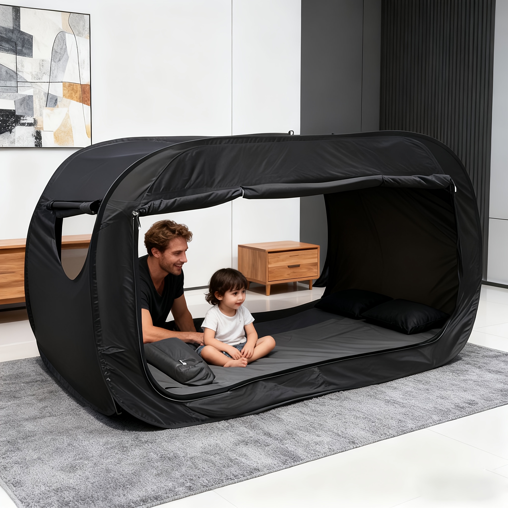 Camping Private Tent, 2-Door Tent Breathable And Shading Home Comfortable Easy Setup Enclosed Shelter Portable Mattress Double-Door Tent Reinforced Seams Shading Outdoor Camping Tent, Suitable for Indoor And Outdoor, Avoiding Mosquito Bites - Image 8