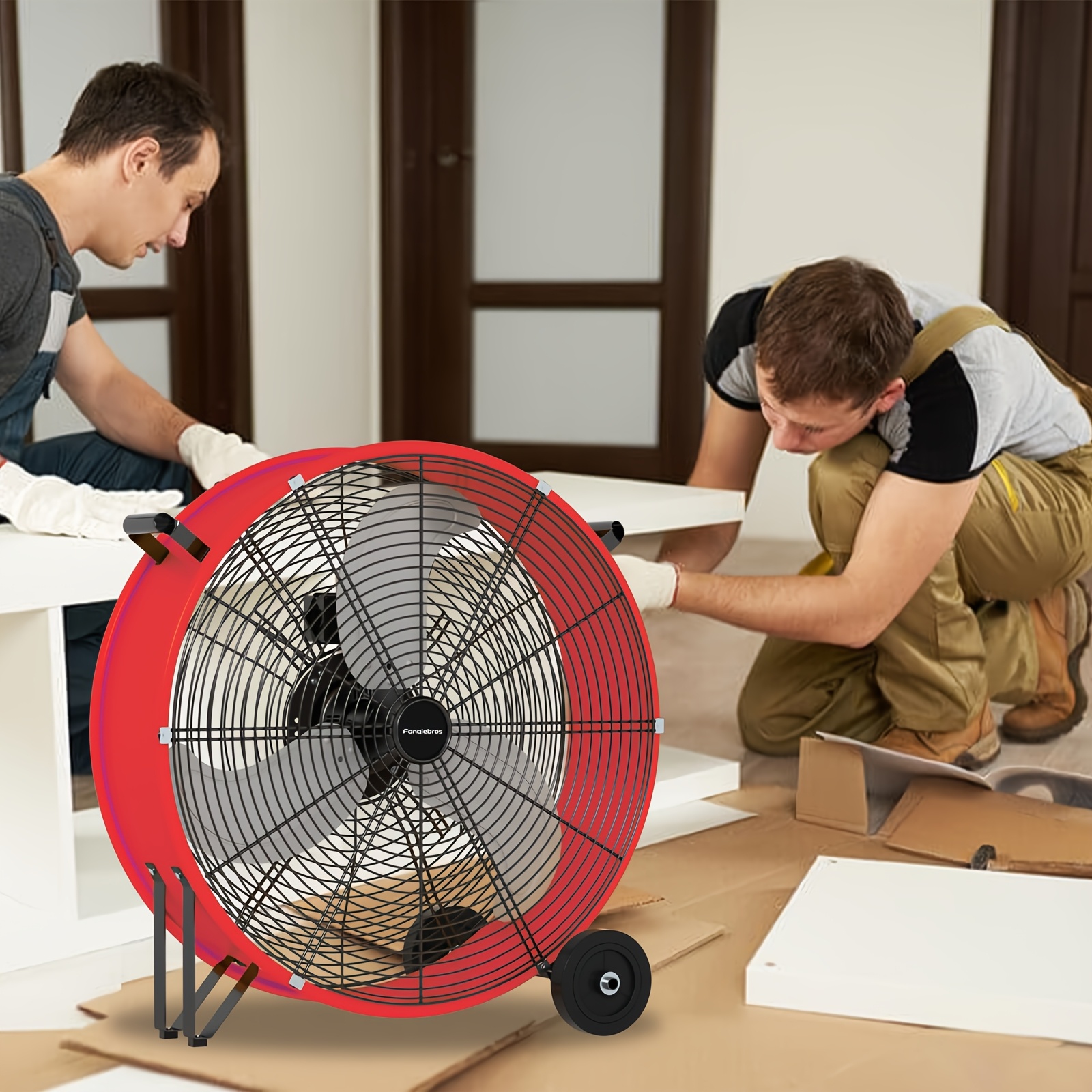 18/30" Floor Fan Regenerative Blower, 14000 CFM High Velocity, 3-Speed, 5in Solid Wheel, Adjustable Tilt Mobile Industrial Floor Fan, Suitable for Construction, Construction Site, Garage, Open Air, Residential, Ideal for Home Improvement - Image 4