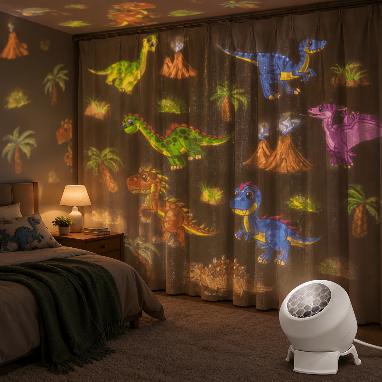 Dinosaur Themed Dynamic Projection Lamp, Dinosaur Forest Elements, USB Plug In, 360° Rotation for Dreamy Light Effects, Soft Light, Applicable to Bedroom, Living Room, Birthday Parties, an Excellent Gift - Image 8