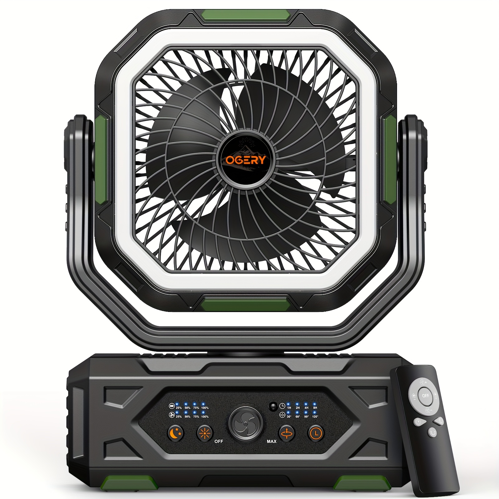 20000mAh Portable Camping Fan & Lantern Suitable for Tent, Travel, Car, Outdoor - Rechargeable Oscillating Ceiling/Ceiling Fan with Remote, Stable Handle, 4-Speed, Ultra-Long Battery Life for Picnic, Bedroom, RV - Image 2