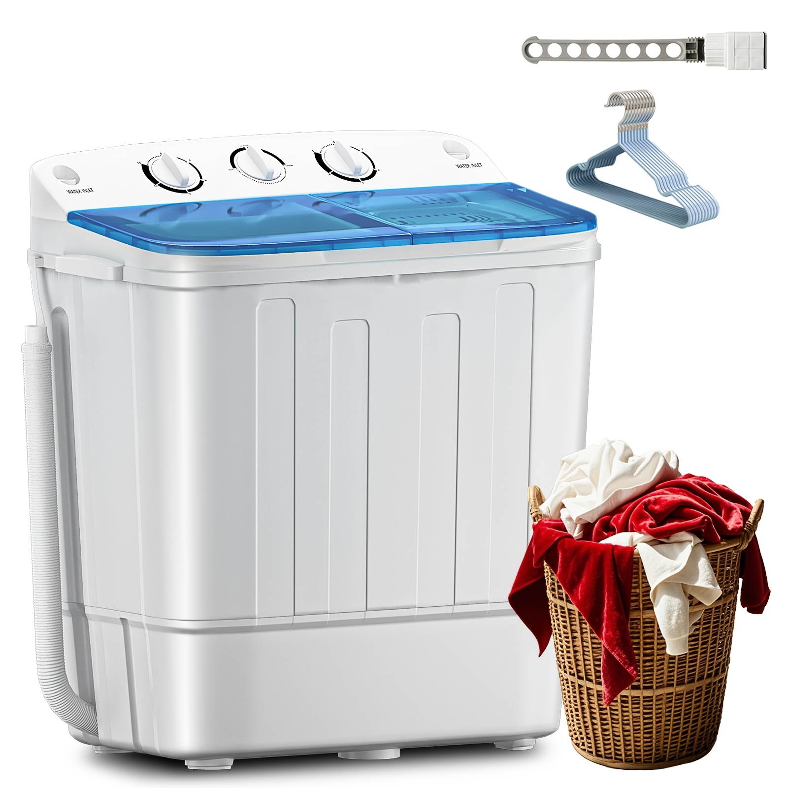 18/ 22/ 32Lbs Capacity Compact Mini Portable Double Drum Washer, Washing Machine, Free 8 Hangers And 1 Drying Rod - Saves Space, 1300 RPM, Saves Energy And Takes Care of Your Clothes - Great for Small Loads, Camping And Caravanning, Christmas Gift - Image 9