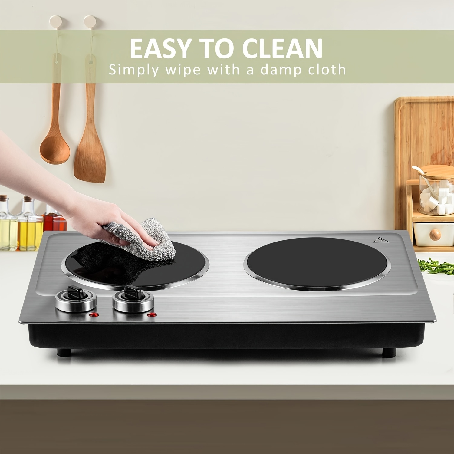 CUSI Portable MAX Electric Stove, Coklai Electric Hot Plates, Electric Burners With Temperature Control, Stainless Steel, Easy To Clean, Portable Design.Ideal For Kitchens, Dorms & Camping. - Image 6