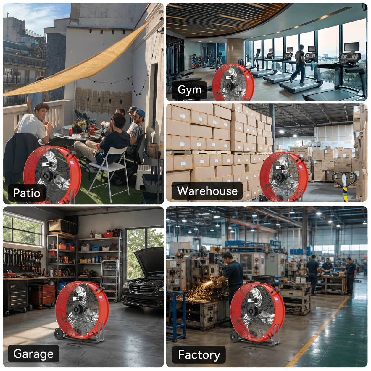 18/30" Floor Fan Regenerative Blower, 14000 CFM High Velocity, 3-Speed, 5in Solid Wheel, Adjustable Tilt Mobile Industrial Floor Fan, Suitable for Construction, Construction Site, Garage, Open Air, Residential, Ideal for Home Improvement - Image 17