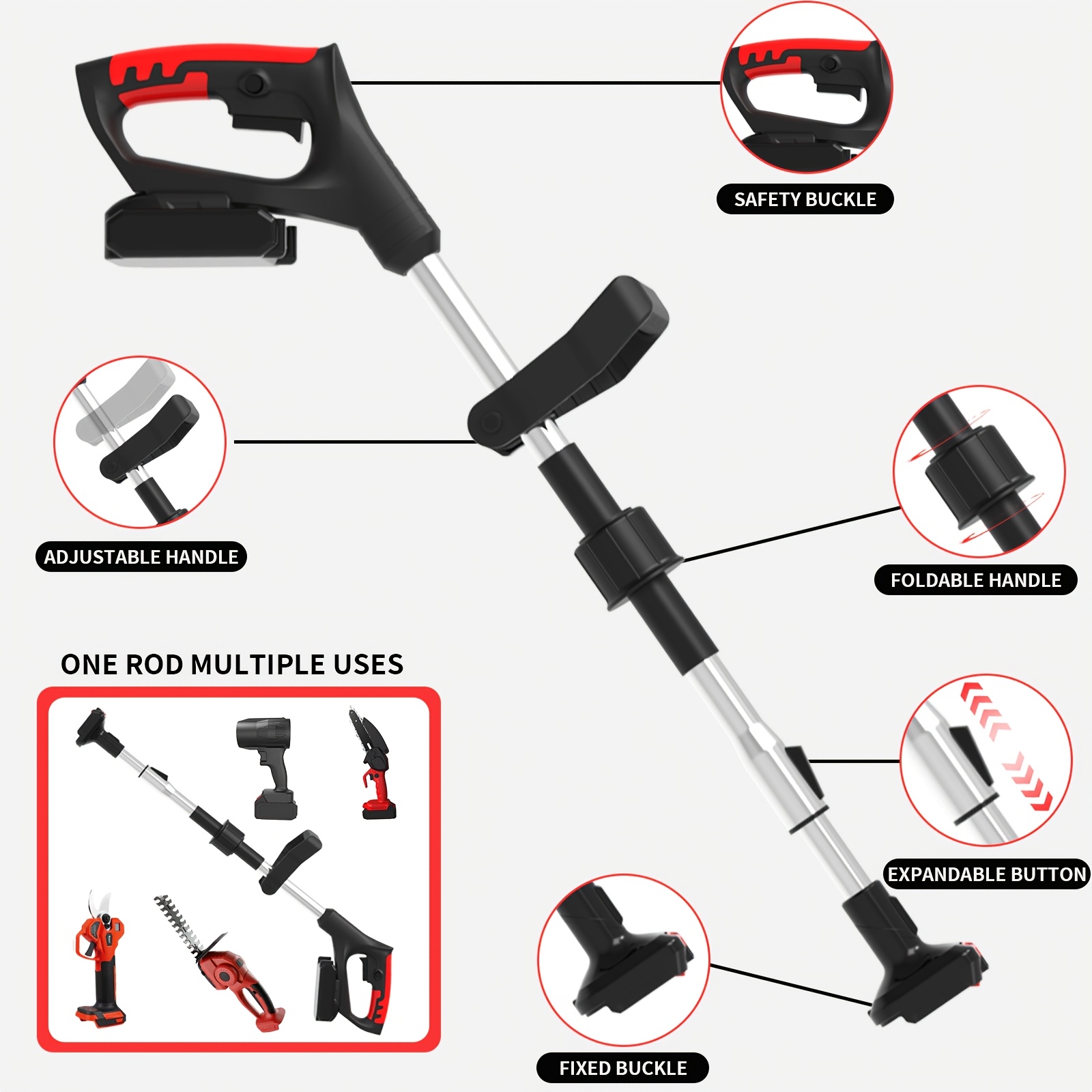 6-Inch Cordless Electric Pole Saw for Tree Trimming, 3-In-1 Telescopic Folding Pruning Saw And Leaf Blower, with 2 Batteries And Mini Handheld Chainsaw. for Tree Pruning, Gardening, Landscaping. Ergonomic Compact Outdoor Tool for Professionals - Image 3