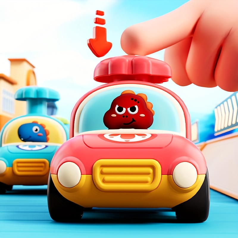 Push & Go Dinosaur Taxi Car - Manual Pull-Back Friction Motorized Toy Vehicle, No Batteries Needed, for Toddlers & Kids Ages 18 Months+, Birthday/Christmas/Easter Gift (Red, Green, Blue, Yellow,) - Develops Motor Skills & Coordination, Toddler Play Cars, Dinosaurthemed Cars, Nonelectric Cars - Image 5