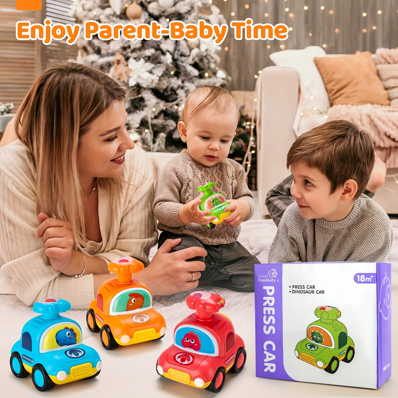 Push & Go Dinosaur Taxi Car - Manual Pull-Back Friction Motorized Toy Vehicle, No Batteries Needed, for Toddlers & Kids Ages 18 Months+, Birthday/Christmas/Easter Gift (Red, Green, Blue, Yellow,) - Develops Motor Skills & Coordination, Toddler Play Cars, Dinosaurthemed Cars, Nonelectric Cars - Image 15