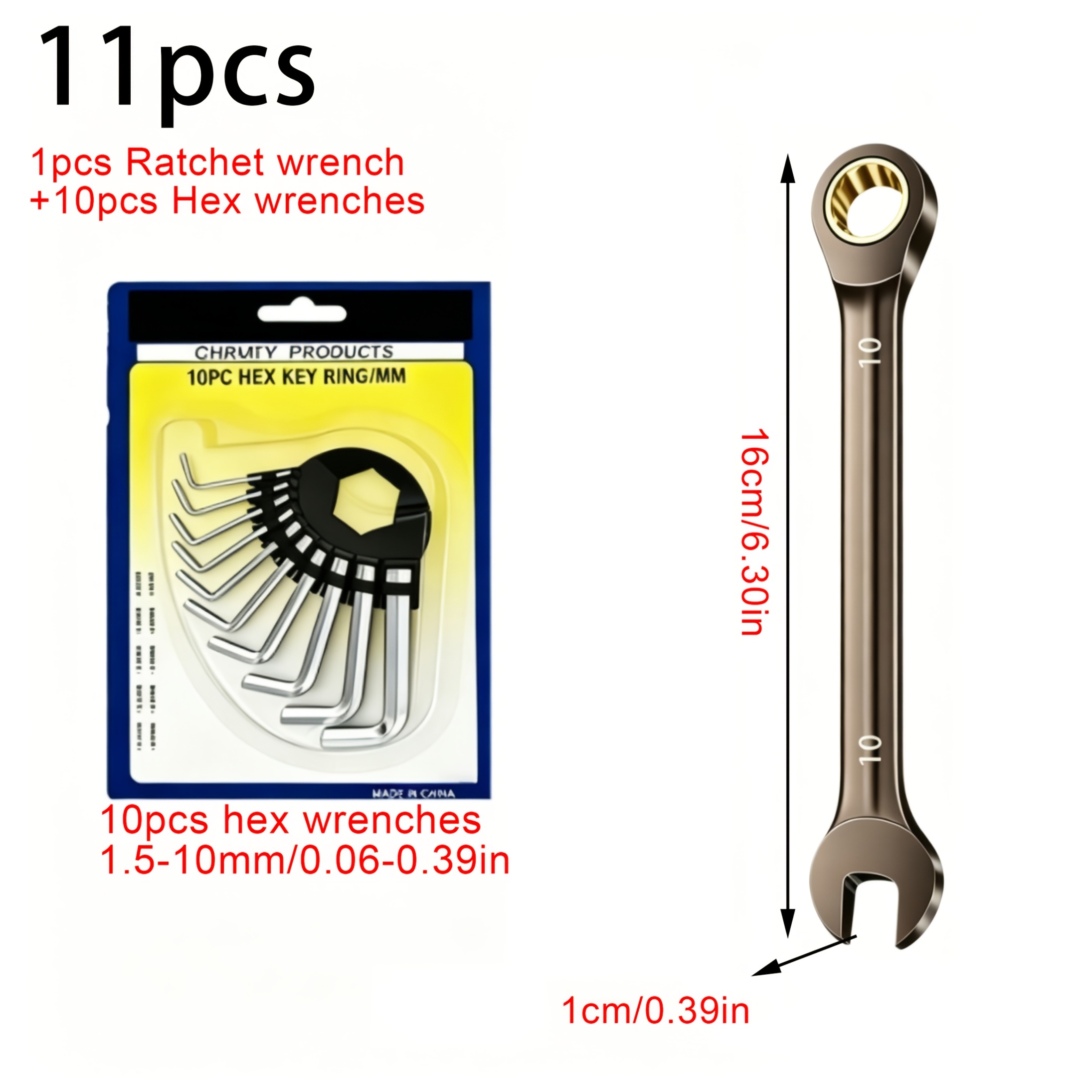 11pcs Wrench Set, Black Nickel Ratchet Wrench, 72-tooth Precision Gear Is More Practical-open and Closed End Design, Chrome Vanadium Steel Durable Material, Ergonomic Grip. Suitable for Car, Bicycle and Home Maintenance (including 1 Black Nickel - Image 4