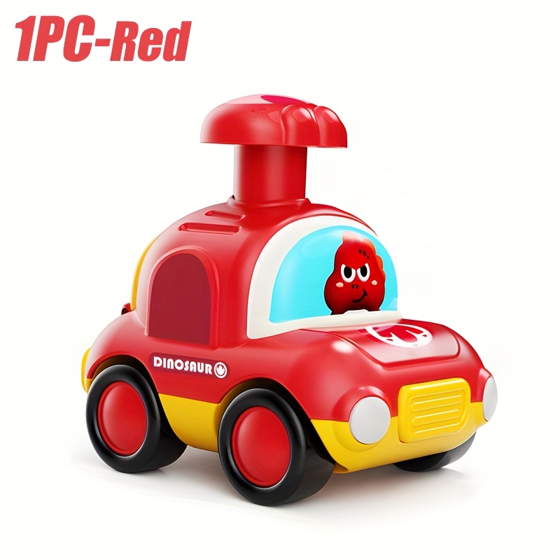 Push & Go Dinosaur Taxi Car - Manual Pull-Back Friction Motorized Toy Vehicle, No Batteries Needed, for Toddlers & Kids Ages 18 Months+, Birthday/Christmas/Easter Gift (Red, Green, Blue, Yellow,) - Develops Motor Skills & Coordination, Toddler Play Cars, Dinosaurthemed Cars, Nonelectric Cars - Image 4