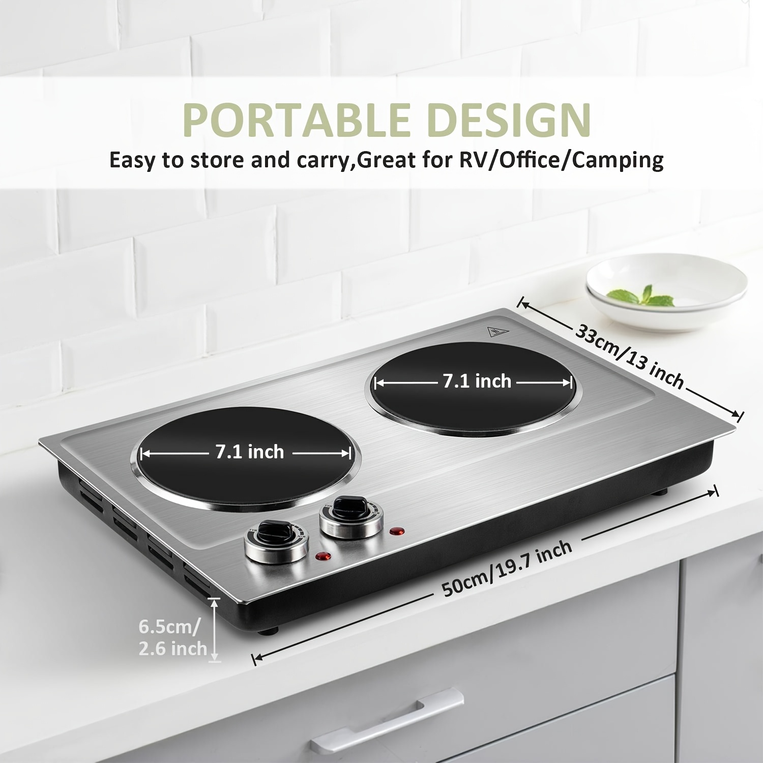 CUSI Portable MAX Electric Stove, Coklai Electric Hot Plates, Electric Burners With Temperature Control, Stainless Steel, Easy To Clean, Portable Design.Ideal For Kitchens, Dorms & Camping. - Image 4