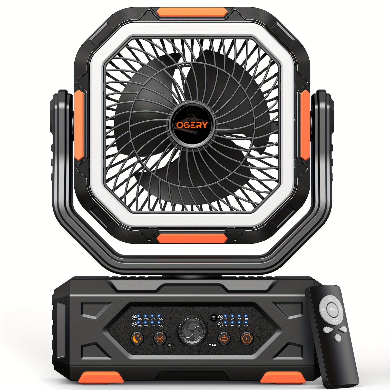20000mAh Portable Camping Fan & Lantern Suitable for Tent, Travel, Car, Outdoor - Rechargeable Oscillating Ceiling/Ceiling Fan with Remote, Stable Handle, 4-Speed, Ultra-Long Battery Life for Picnic, Bedroom, RV - Image 6