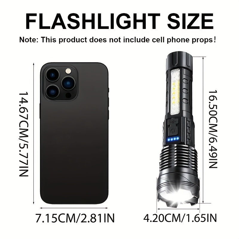 1pc Multi-Function Outdoor Flashlight, with Super Bright Telescopic Zoom Function, Rechargeable Camping Light, Suitable for Travel, Camping, Hiking, Fishing And Emergency Situations. IP44 - Image 4