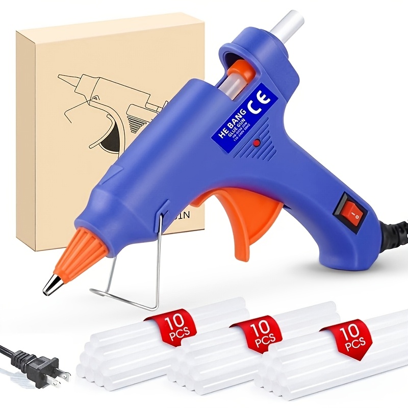 1 Set Crafts Glue Gun 20W Mini Blue Glue Gun with 30pcs Glue Stick 0.27x3.93 Inches