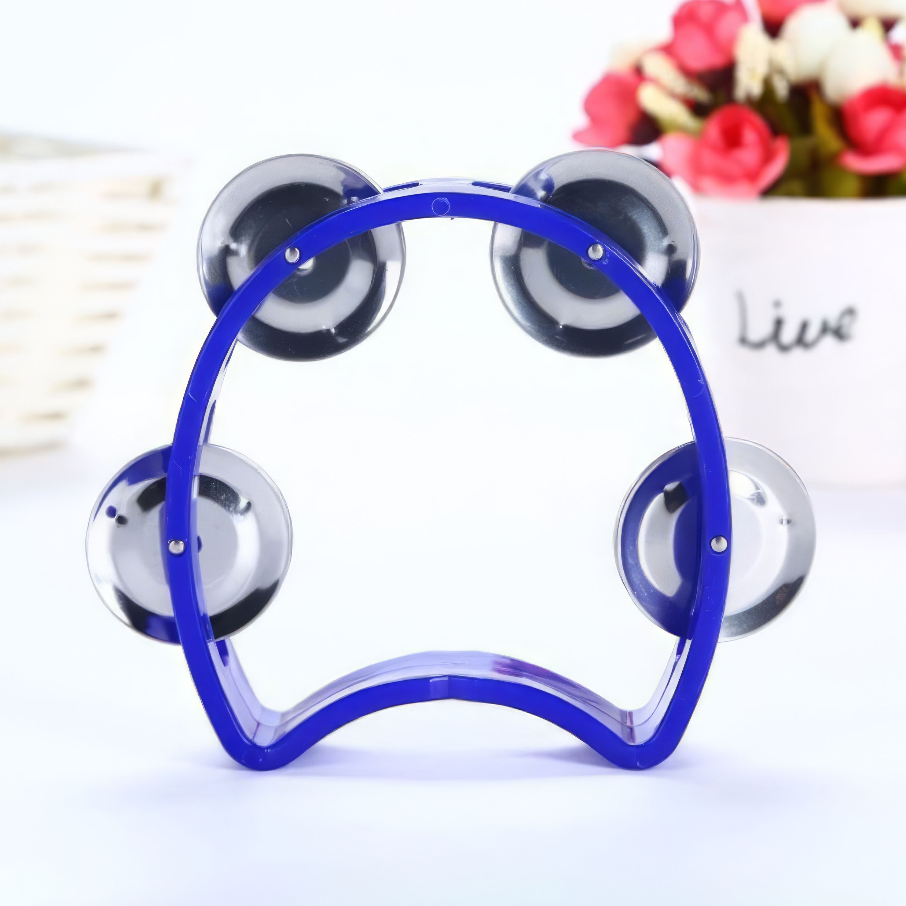 Grip Training Musical Educational Toy, 4-Bell Hand Rattle, Dance Performance Hand Rattle, Music Perception Teaching Aid, New Hand Drum, Metal Bell Percussion Instrument, Entertainment Instrument, Plastic Single-Layer Flower Drum Ring, 2026 Football - Image 9