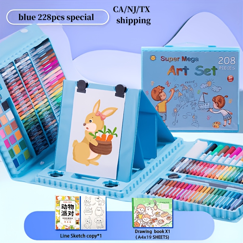 228 Pieces Of Art Supplies, Children's Painting Art Set; Art Kit Includes Oil Pastels, Crayons, Colored, Acrylic Markers, Watercolor Brushes; Artist Gift with Drawing Pad, Pink Children's Painting Tools; Children's Art Tools; Children's Coloring - Image 7
