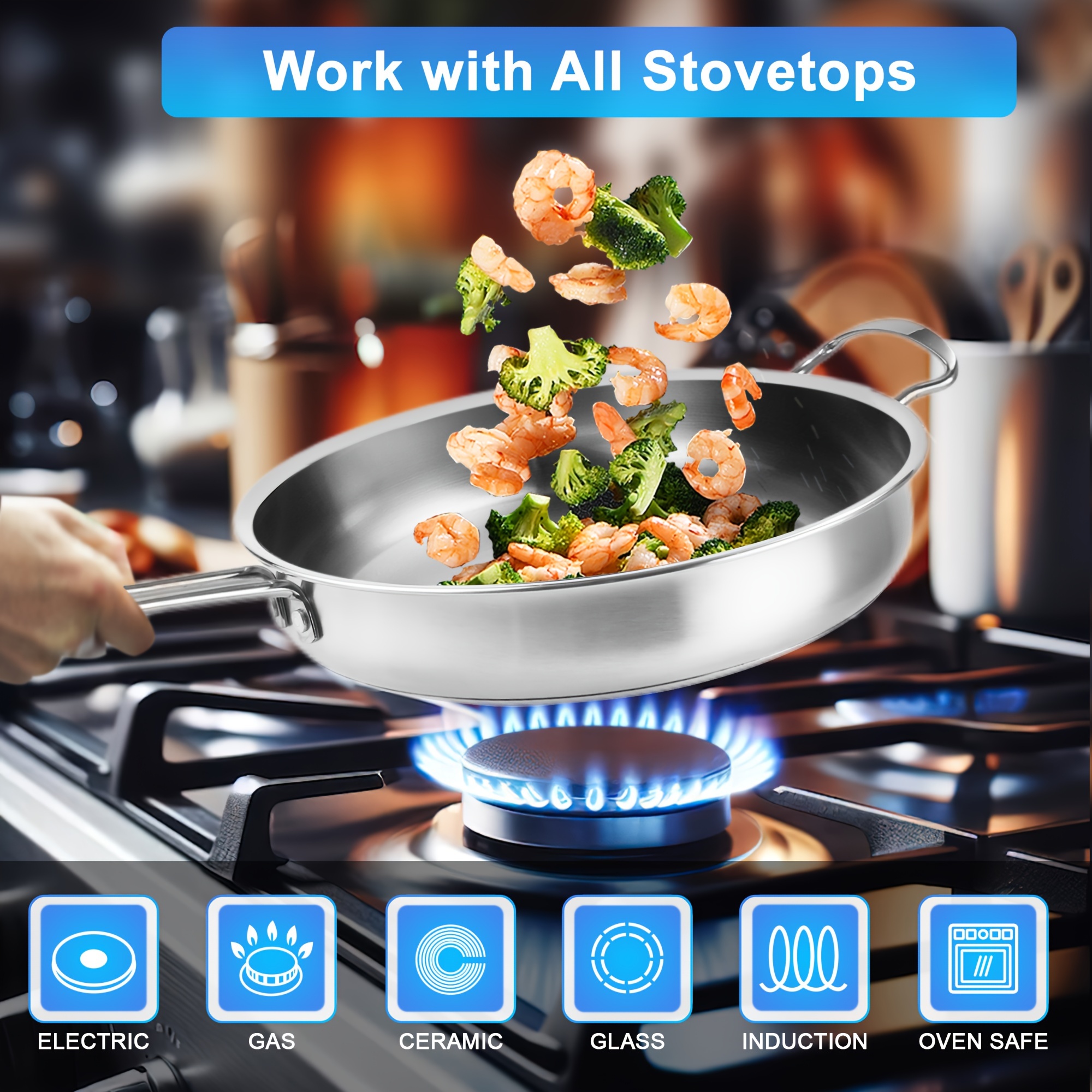 10 Pieces Stainless Steel Pots And Pans Set - Kitchen Cookware Sets, Induction Compatible - For All Stovetops - Suitable for Everyday Cooking - Ideal Gift for New Homeowners & Cooking Enthusiasts - Image 3