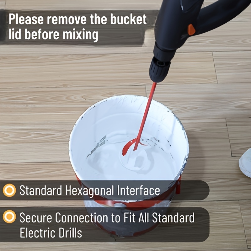 1pc Heavy-duty Mixer Accessory- Manual Mixing Tool with Extended Mixing Rod, Battery Free, Suitable for Mixing Paint, Filling Joints, Epoxy Resin, Adhesives- Compatible with Electric Drills and Manual Use, Sturdy Metal Structure - Image 4