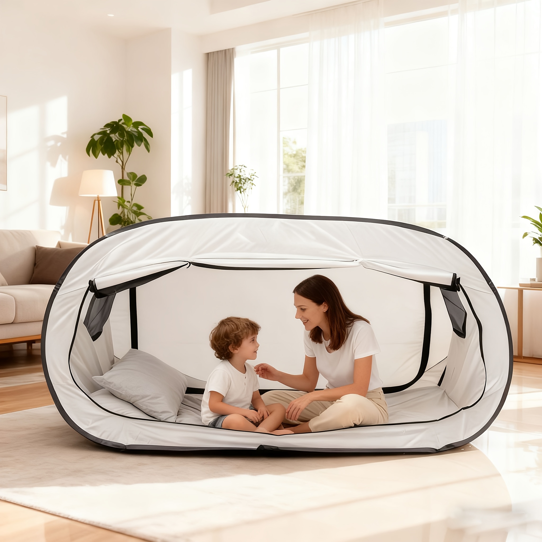 Camping Private Tent, 2-Door Tent Breathable And Shading Home Comfortable Easy Setup Enclosed Shelter Portable Mattress Double-Door Tent Reinforced Seams Shading Outdoor Camping Tent, Suitable for Indoor And Outdoor, Avoiding Mosquito Bites - Image 3