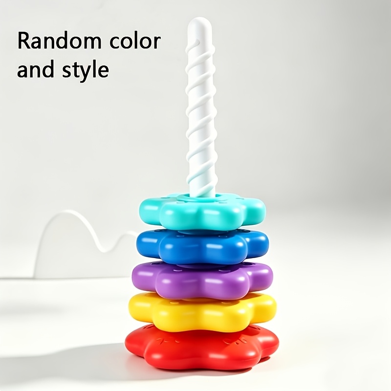 6-Layer Rainbow Spinning Stacking Tower, Kids Party & Christmas Gift, Back to School & School Supplies. Unisex Pretend Play Toy, Ideal for Parties and Holidays. Boosts Interaction, Trains Hand-eye-foot Coordination. Random Colors & Styles. - Image 5