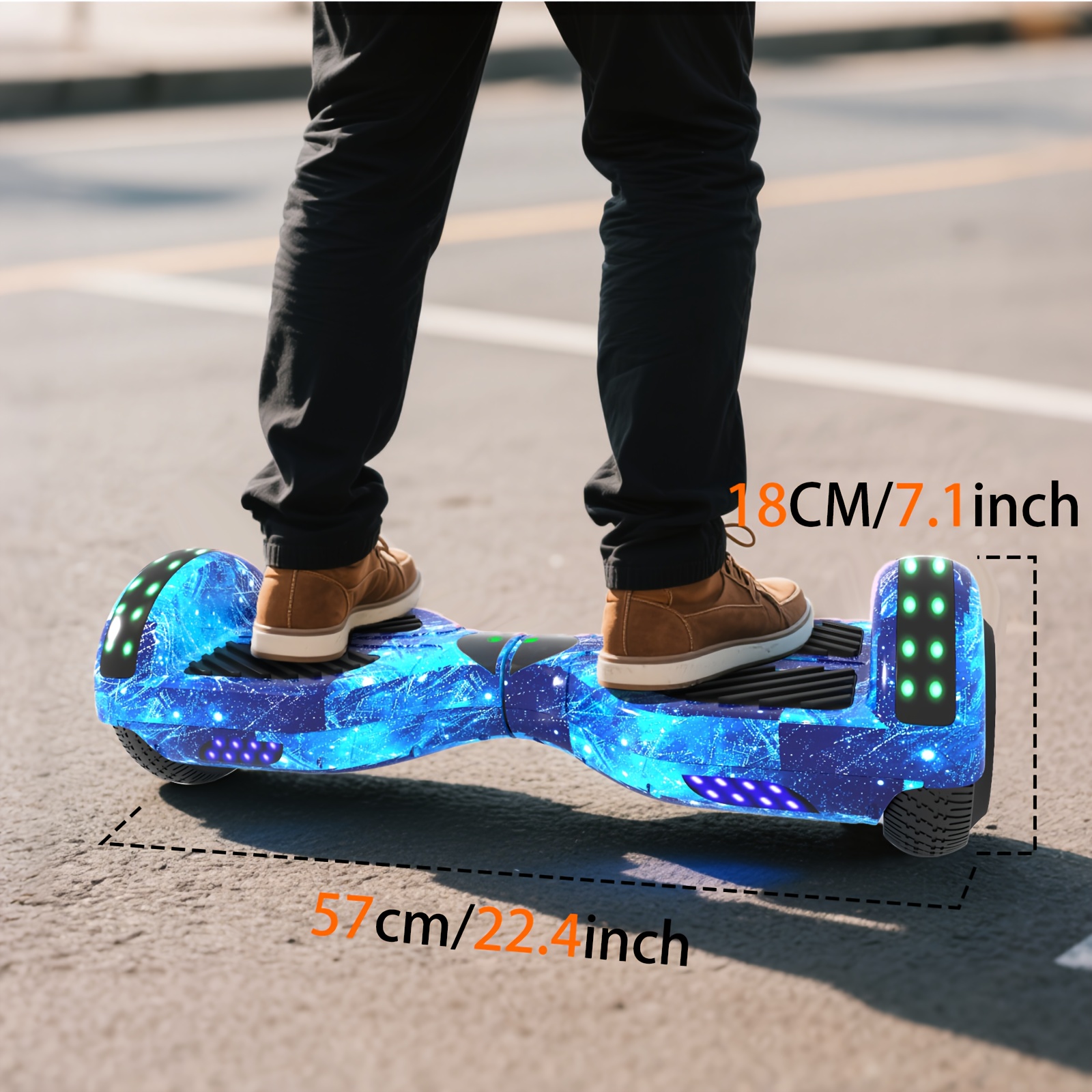 300W 7.5MPH Hoverboard for Kids, 7.5 Mile Range, 3H Charge, 6.5" Wheels, Bluetooth & Corlorful LED Lights, Ideal Gifts for Kids Boys & Girls, Available In Multiple Colors for Children, with Illuminated Wheels, Suitable for Outdoor, Practice Balance - Image 2